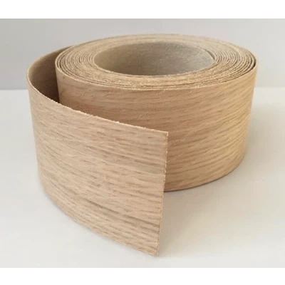 Image of Vale Veneers 50mm Real Oak Wood Veneer 5 metre Roll of Pre Glued Iron on Edging Tape/Banding/Cabinet/Shelving/Furniture