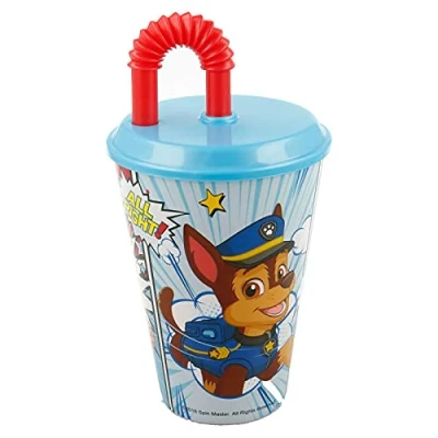 Image of Gold1 Kids Character Sports Tumbler 430ML Drinking Re usable Plastic Cup with Straw (paw Patrol)