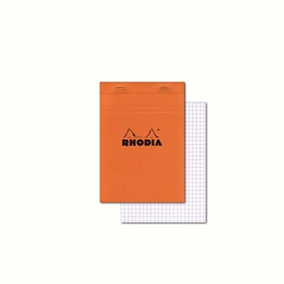 Image of RHODIA 16200C Stapled Notepad N16 Orange A5 Small Squares 80 Detachable Sheets 80G Clairefontaine Paper Soft, Resistant and Waterproof Coated Card Cover Basics, 148 x 210 mm