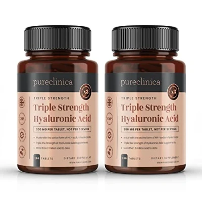 Image of Triple Strength Hyaluronic Acid 300mg x 360 Tablets (2 Bottles of 180) 12 Months Supply. 300% Stronger Than Any Other HLA Tablet.