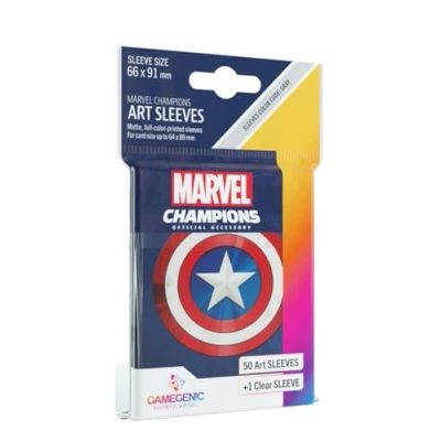Image of Gamegenic, Fantasy Flight Games Marvel Champions: Official Art Sleeves: Captain America Card Game, 66 x 91mm