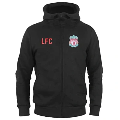 Image of Liverpool FC Official Football Gift Boys Fleece Zip Hoody Black 4 5 Years