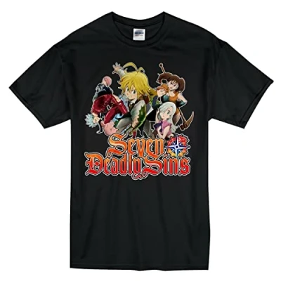 Image of DRFTTFRerrtre The Seven Deadly Sins Anime T Shirt Black