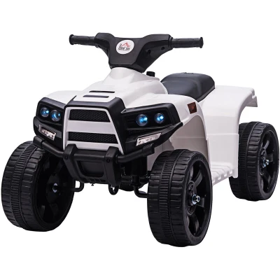 Image of HOMCOM 6V Kids Electric Ride on Car, ATV Toy, Quad Bike With Headlights, Horn, for Toddlers 18 36 Months White