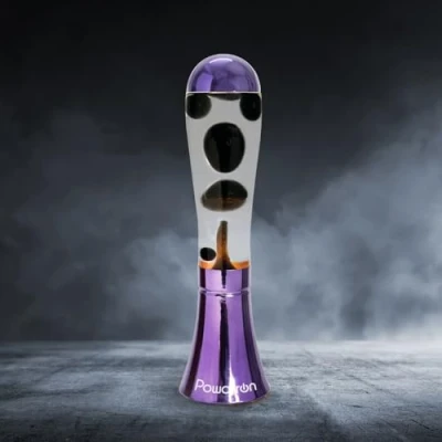 Image of Powatron 16 Inch Retro Rocket Magma Lamp Relaxing Mood Lifting Nostalgic Soothing Motion Novelty Desk Light Clear Glass Black Wax Includes Bulb UK Adapter Indoor Use