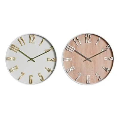 Image of Home ESPRIT 2 x White Gold Silver PVC Wall Clock 30x4x30cm