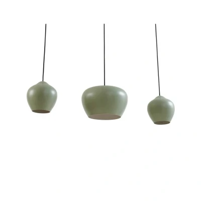 Image of Lucande Malisa pendant light, green, 3 bulb, metal, length 90cm