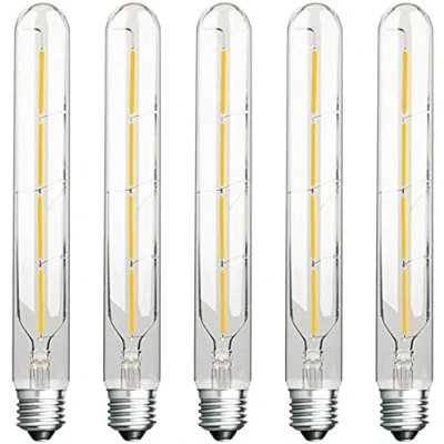 Image of Aiwerttes 4W Tubular Edison Style Led Filament Bulb Non Dimmable, Model T30 Nostalgic Light Bulb, E27 Screw Base, 2700K Warm White, 400LM, Clear Glass Cover, AC 220 240V,Pack of 5