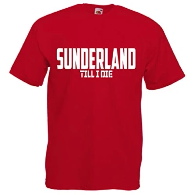 Image of FootballApparelGifts Sunderland Till I Die Premium T Shirt Gift Mens (X Large) Red