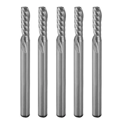 Image of Timelee 1/8 Inch Shank Diameter CED 10mm CEL 1 Flute Single Downcut Spiral End Mill CNC Router Bit for Acrylic, PVC, MDF,Aluminium Pack of 5