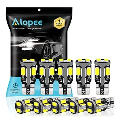 Image of Alopee 10 Pack T10 194 168 W5W 501 Extremely Bright Amber/Yellow Canbus Error Free LED Bulbs,10 SMD 5730 12V Chipsets Car Replacement Bulb For Map Dome Courtesy License Plate Side Marker Light