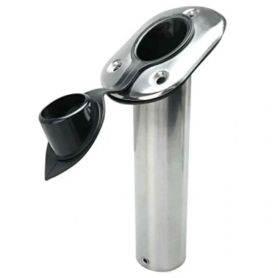 Image of FreeTec Boat Fishing Rod Holder 30 Degree Flush Mount Marine Stainles Steel Rubber Caps (1PC)