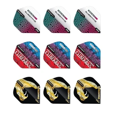 Image of RED DRAGON Peter Wright Snakebite Hardcore dart Flight pack 3 sets per (9 flights in total)