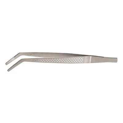 Image of Mercer Culinary Precision Plus Tong Curved Tip, 6 1/8&quot;, Stainless Steel, Silver, 1/8 Inch