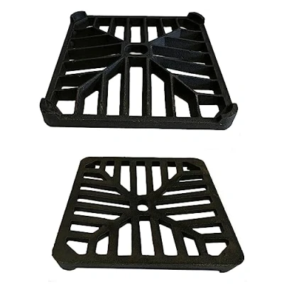 Image of Future Build Supplies Ltd 6&quot; x 152mm 9mm Thick Square Cast Iron Gully Grid/Grate Heavy Duty Drain Cover Black Satin Finish