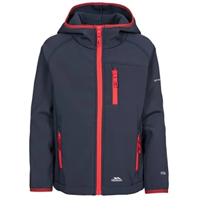 Image of Trespass Tredt Kids Kian Softshell Jacket with Grown On Hood Navy, 2/3