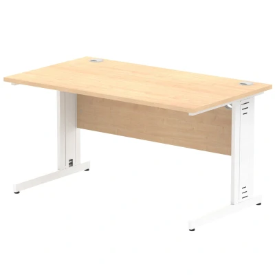 Image of Impulse 1400/800 Rectangle White Cable Managed Leg Desk MI002498