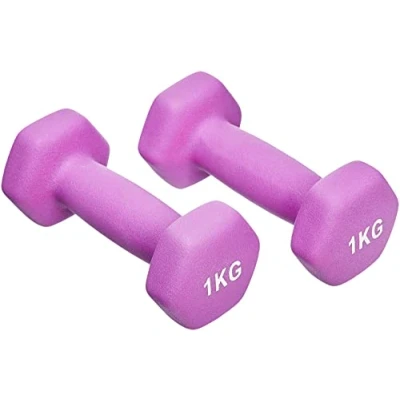 Image of Amazon Basics Neoprene Dumbbell Pair, 2kgs (2 Pack of 1 kg), Pink