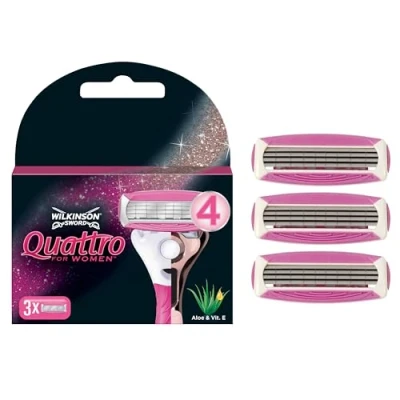 Image of WILKINSON SWORD Quattro For Women Smooth Glide Pack of 3 Razor Blade Refills