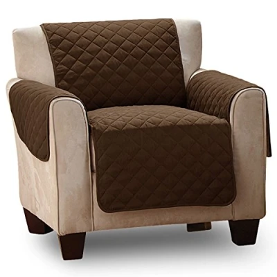 Image of ASAB Luxury Quilted Pet Sofa Cover Water Resistant Furniture Slip Throw Chair Settee Stain Dust &amp; Hair Protection Single Seater Brown