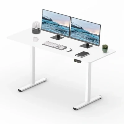 Image of FitStand Electric Standing Desk 140x60cm Height Adjustable Sit Stand Up With Smart Pannel for Home Office (White Frame+ White Desktop)