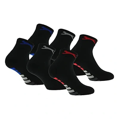 Image of Slazenger 6 pairs of men&#039;s Quarter socks, height above the ankle, terry insole, excellent quality combed cotton (Black, 9)