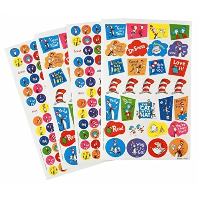 Image of Eureka Educational Cat in The Hat Sticker Book for Classroom Decoration, 1pc
