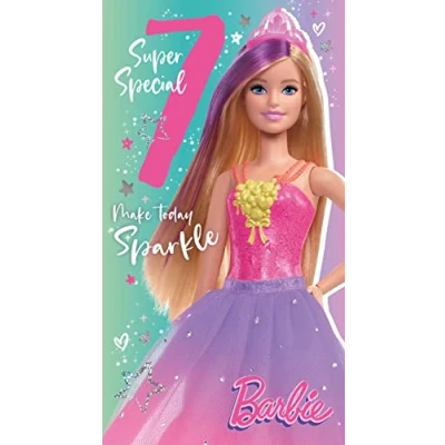 Image of Danilo Promotions Limited Barbie Age 7 Birthday Card, Official Happy Card,Multi,9 x 5 inch