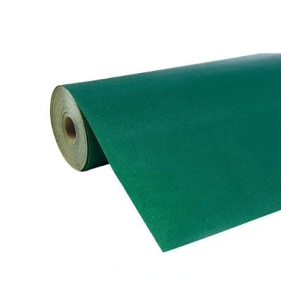 Image of Clairefontaine Ref 507550C Nature Kraft Long Roll Wrapping Paper (Single Roll) 70cm Width x 50m Length, 60gsm Ribbed Solid Green Colour