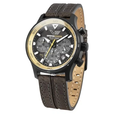 Image of Vostok Europe Men&#039;s Watch Expedition South Pole Chronograph Brown/Black VR42 592C763, black, Modern