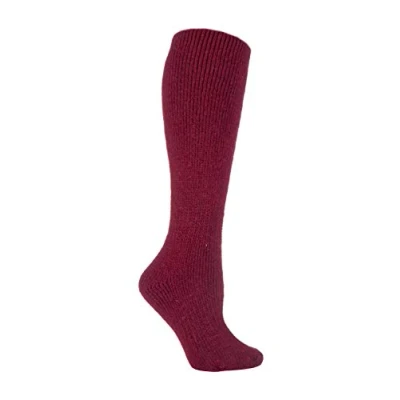 Image of HEAT HOLDERS Ladies Extra Long Thick Winter 2.7 TOG Coloured Knee High Thermal Wool Rich Socks (4 8 uk, Cherry (XL.Wool))