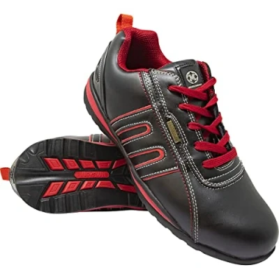 Image of Marksman Mens Safety Trainers Work Steel Toe Cap Shoes Boots Size 7 13UK Hiking Walking (13) Red