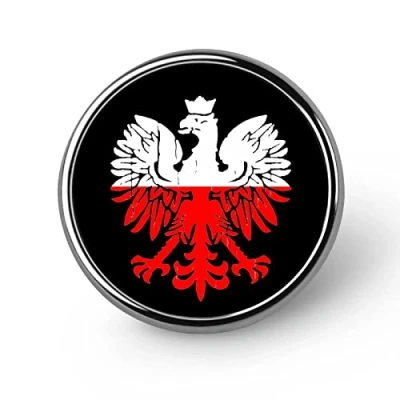 Image of Poland Flag Polish Eagle Lapel Pin Round Badge Metal Brooch Art Decoration Jewelry Gift