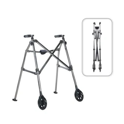 Image of Aidapt Ultra Lightweight Space Saving Wheeled Walker Walking Frame Rollator withWheels, Fold Down Design, Glide Skids, Height Adjustment for Walking, Standing, Mobility Elderly and Disabled