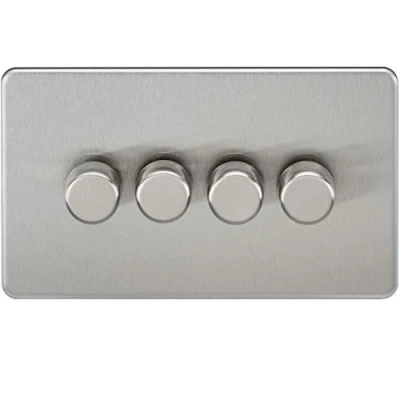 Image of KnightsBridge 4G 2 way 10 200W (5 150W LED) Intelligent Screwless Dimmer Brushed Chrome