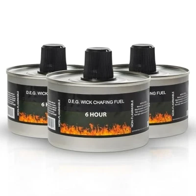 Image of We Can Source It Ltd Reusable Chafing Dish Fuel 6 Hour Burn Time Relightable Wick Non Flammable For Catering and Buffet Cool Touch Container 12 Pack