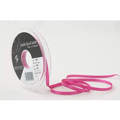 Image of Berisfords Double FACE Poly Satin Ribbon, Fuchsia, 5 mm