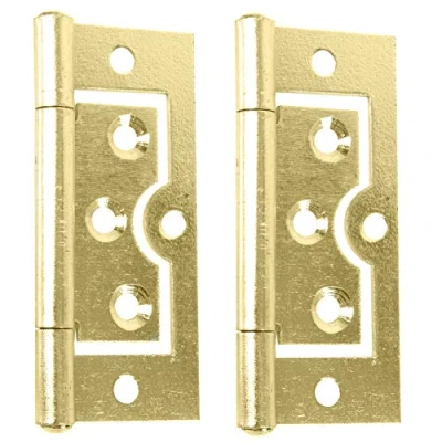 Image of 75mm Brass Plated Flush Door Hinges 3&quot; Hurl Flat Cabinet Cupboard Dresser Wardrobes