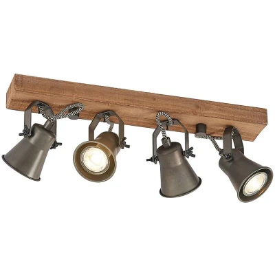 Image of Lindby Grandesa downlight, 35 cm, 4 bulb, wood, metal