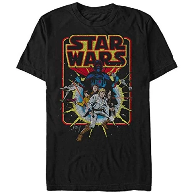 Image of Star Wars Men&#039;s Old School Comic Short Sleeve T Shirt, Black, S