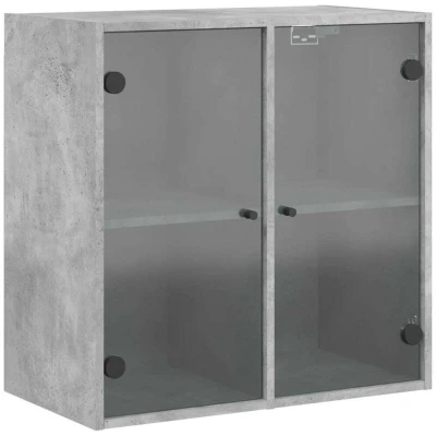 Image of vidaXL Wall Cabinet with Glass Doors Concrete Grey 68x37x68.5 cm