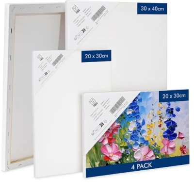Image of H&amp;S Set of 4 Artist Blank Canvas Frame Stretcher, Acrylic, Oil, Water Painting Board 20x30cm 30x40cm Paint for Canvases Art Large &amp; Small