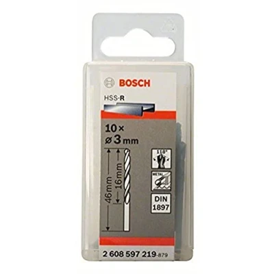 Image of Bosch 2608597219 3 x 16 46 mm Din1897 HSS R Stub Drill Bits