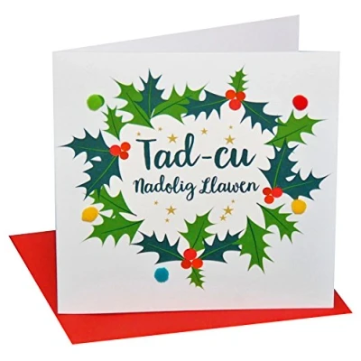 Image of Pom WXP017&quot;Grandad, Holly Wreath&quot; Christmas Card