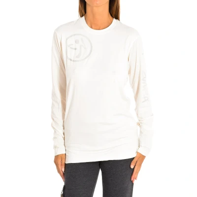 Image of Zumba Womens Long sleeve sweatshirt Z2T00136 White Cotton Size X Small