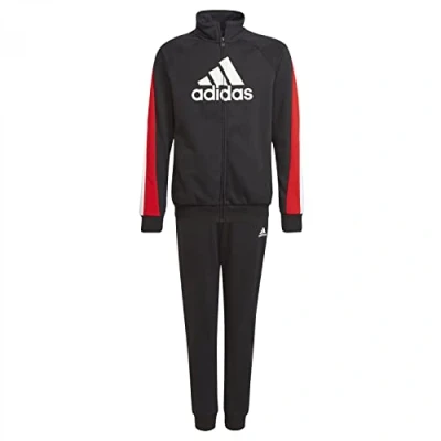 Image of Adidas GT6970 B BOS COT TS Tracksuit Top:black/vivid red/white Bottom:BLACK/WHITE 3 4Y