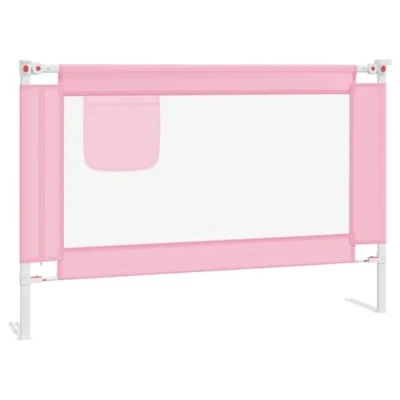Image of vidaXL Toddler Safety Bed Rail Protective Barrier for Kids, Washable Fabric, Adjustable Height, Compatible with Most Beds, Pink, 100x25 cm