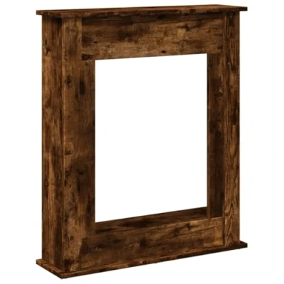 Image of vidaXL Fireplace Surround Smoked Oak Engineered Wood Functional Mantel Shelf 75 x 20 87.5 cm LED Flame Compatible