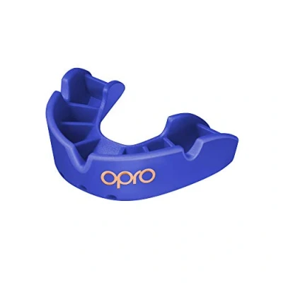 Image of Opro Bronze Training Level Adult and Youth Sports Mouthguard With Case, Gum Shield for Hockey, Lacrosse, Rugby, MMA, Boxing Other Contact Combat (Blue, Youth)