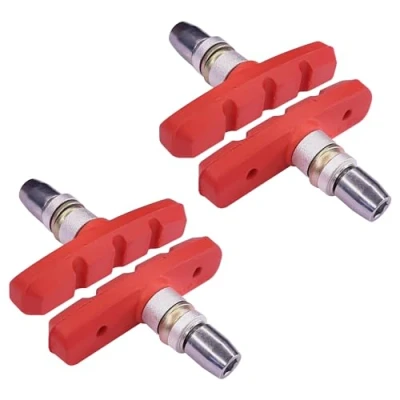 Image of cyclingcolors 4 x Bicycle Brake Pads 2 Pairs 60 mm Symmetrical V Compatible with Shimano Tektro Avid Sram Cycle Mountain Bike City Red